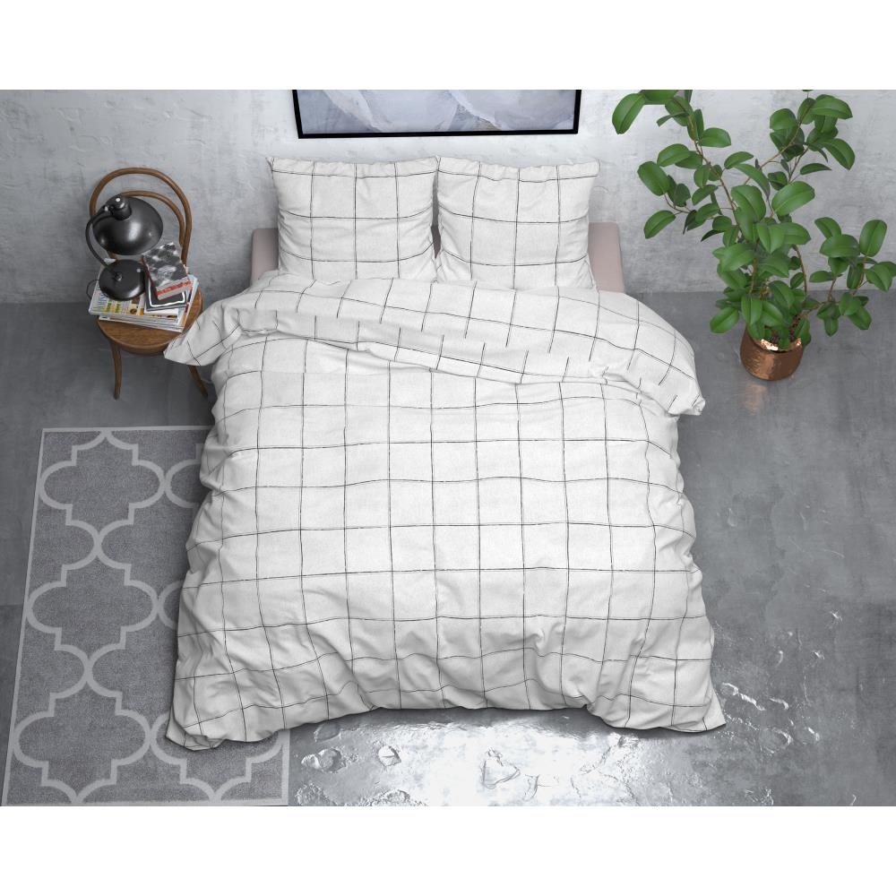 FL Deep check White katoen-flanel