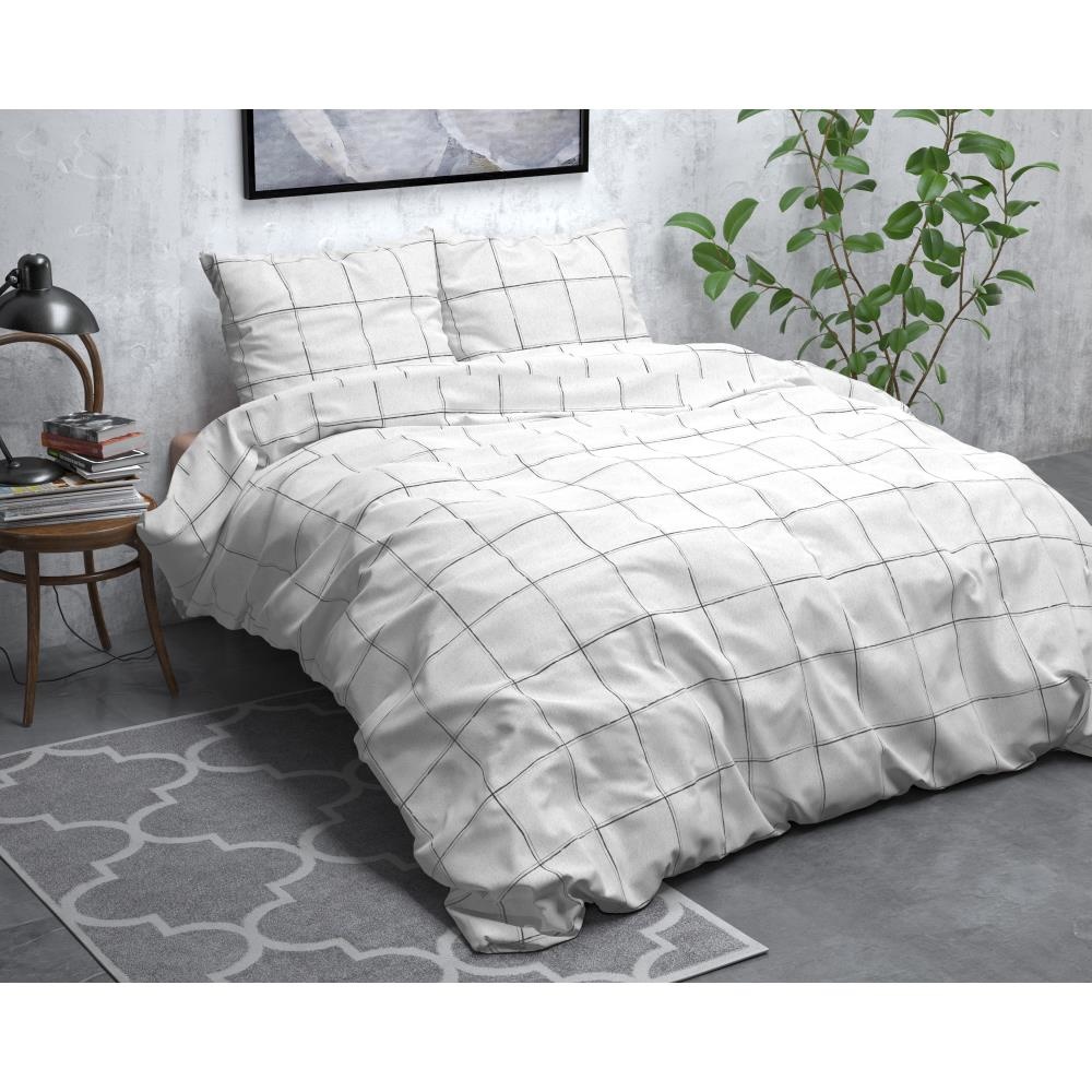 FL Deep check White katoen-flanel