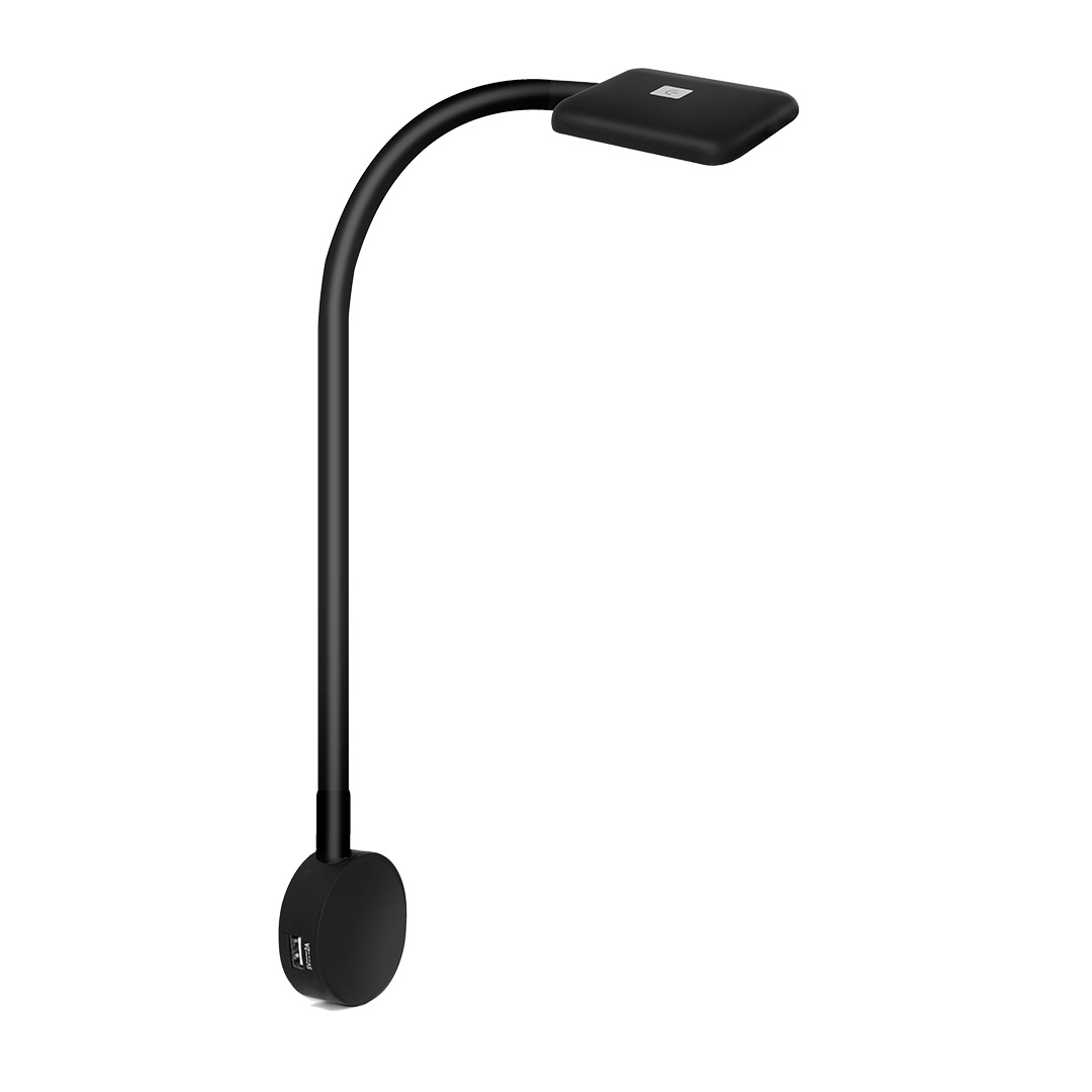 Bedlamp Square Zwart (2 stuks) incl. USB/Trafo/verdeler/dimmer