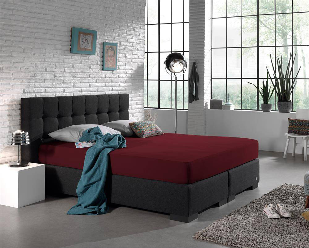 Hoeslaken Dubbel Jersey 220 gr. Bordeaux