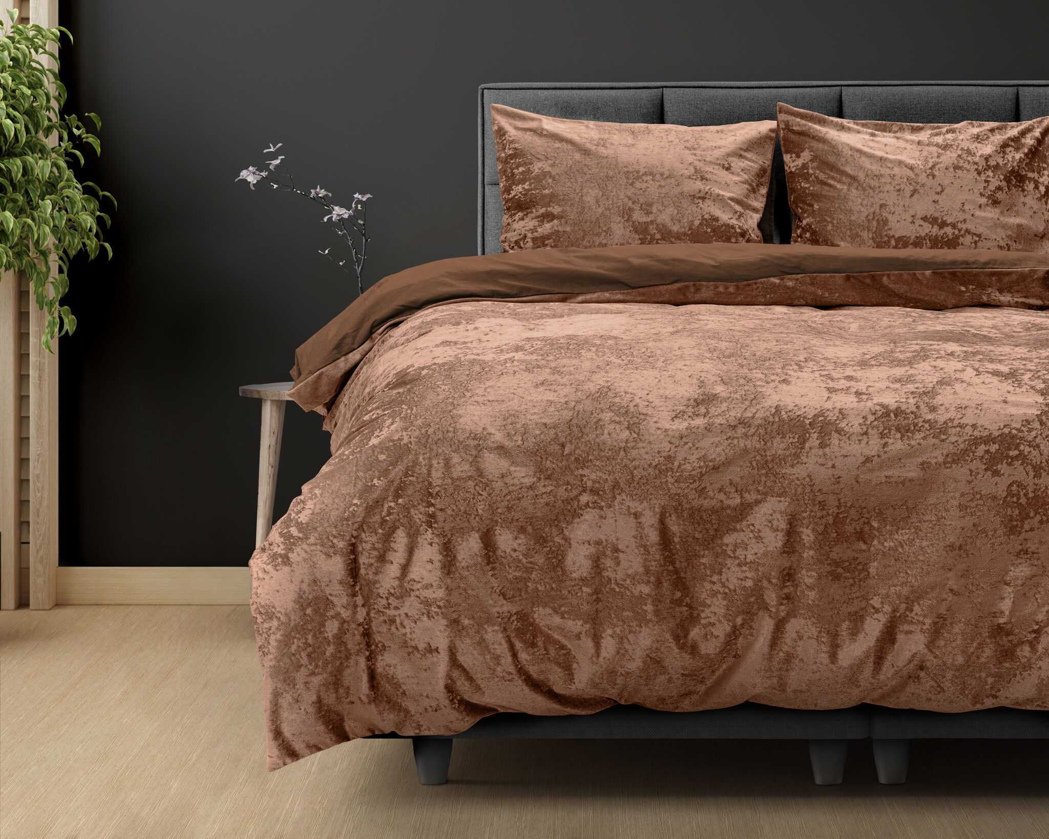 Crushed Velvet Katoen Wood Bruin