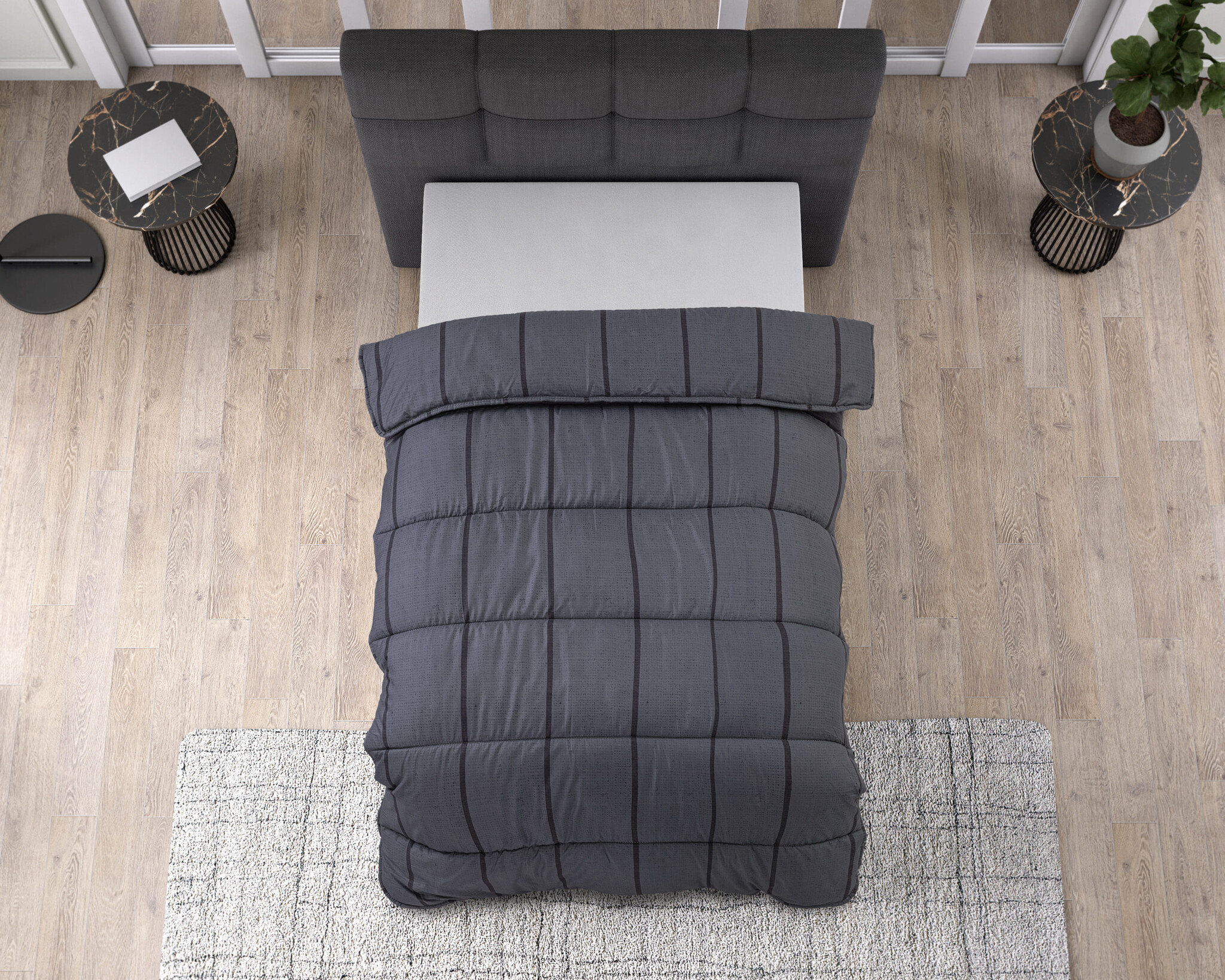 Lazy Dekbed - All-in-one | Kees antraciet - Dekbed en dekbedovertrek in 1