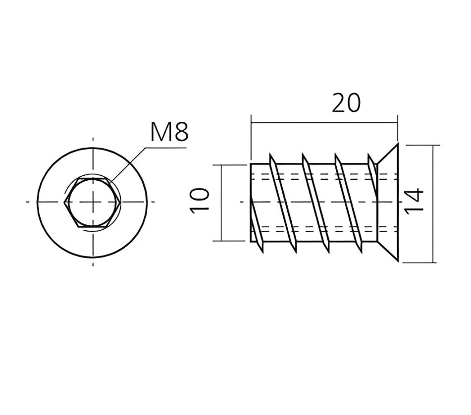 M8 Rampamoer - Inslagmoer - Inboorhoutmoer - M8x20 - schroefdraad - Wooden tooth nut - bol.com