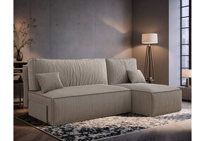 Hoekbank Ribstof Karlito - Universeel - Slaapbank met opbergruimte - 3-zits