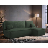 Hoekbank Ribstof Karlito - Universeel - Slaapbank met opbergruimte zonder armleuningen