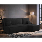 Hoekbank Ribstof Karlito - Universeel - Slaapbank met opbergruimte zonder armleuningen