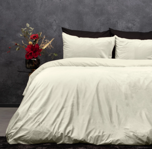 Velvet Uni Dekbedovertrek Creme