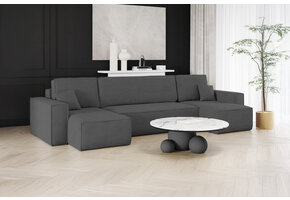 U-bank Ribstof Karlo - Slaapbank met opbergruimte -  4 zits