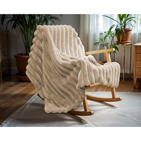 Primaviera Deluxe Rib Rabbit Fur - plaid Zand (150 x 200)