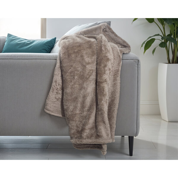 Primaviera Deluxe Teddy - plaid Diep Taupe (150 x 200)