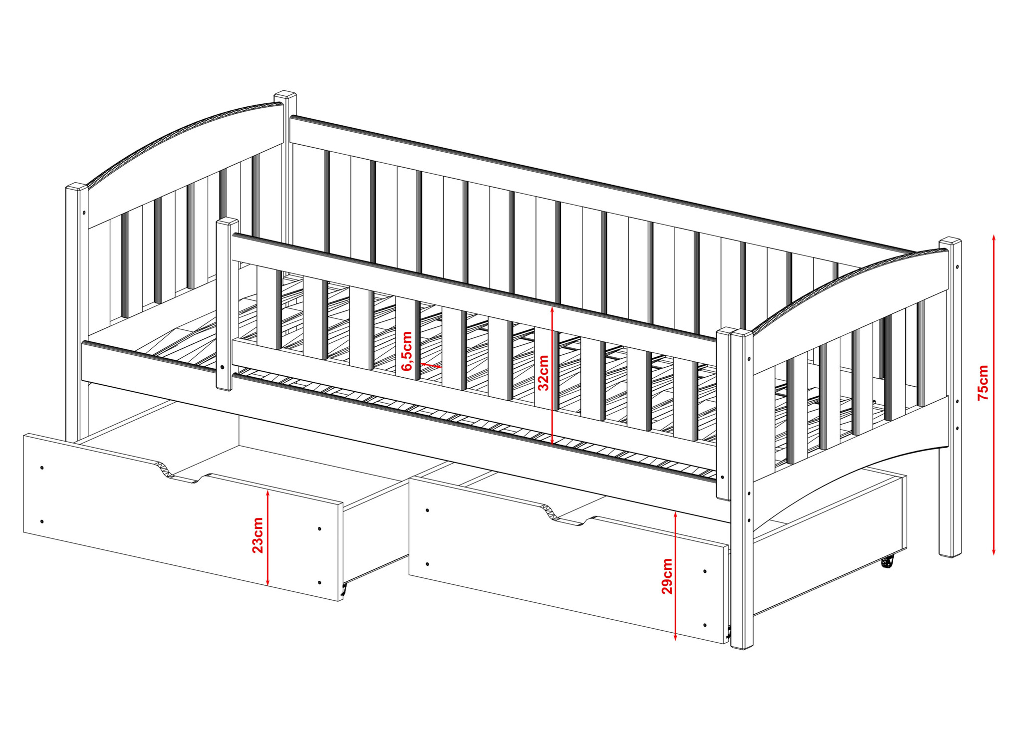 Kajuitbed met lade Gino - Kinderbed - Leverbaar in 10 kleuren!