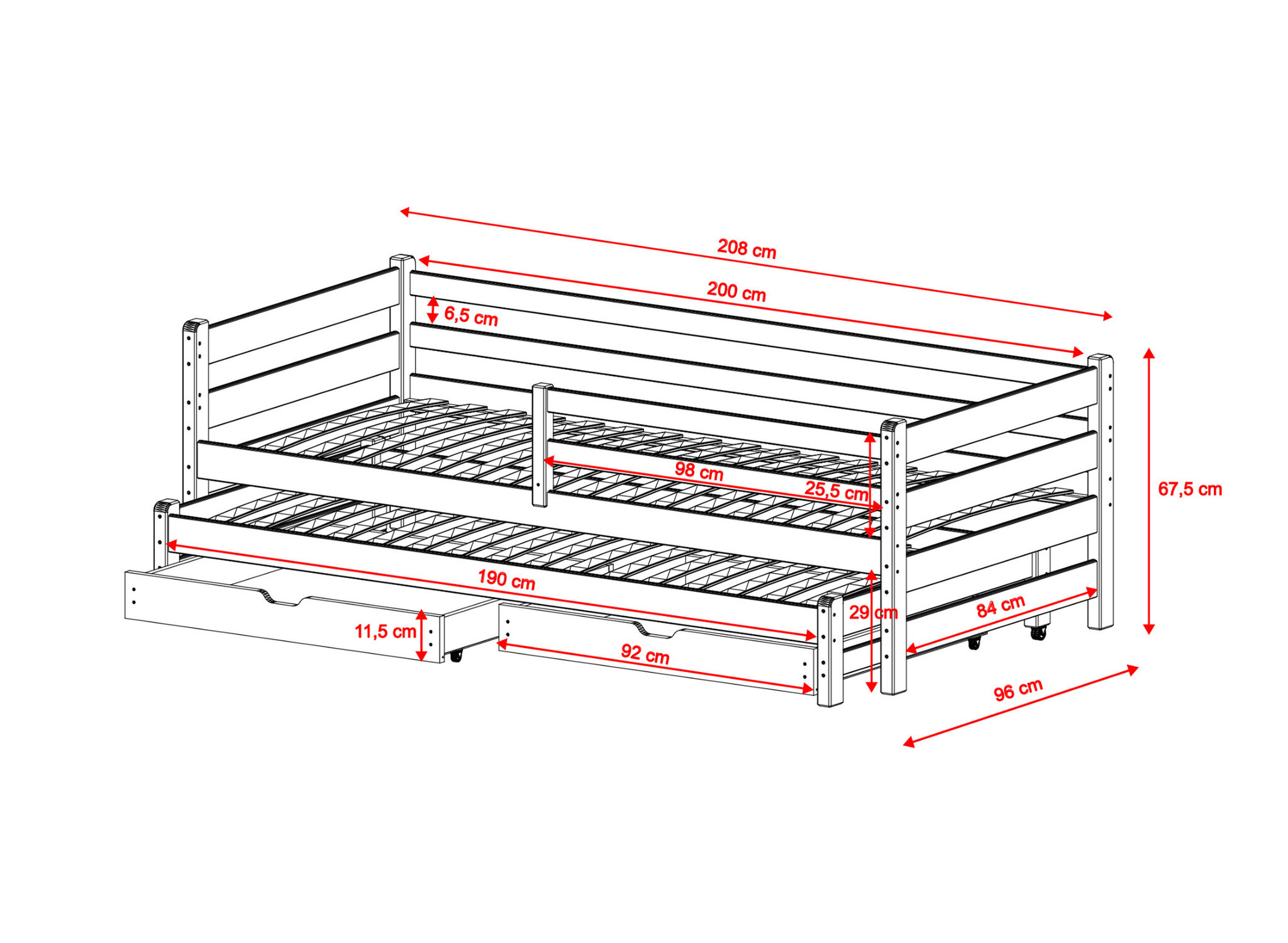 Kajuitbed met lade Harm - 2 persoons kinderbed - 90 x 200 - Direct Leverbaar!
