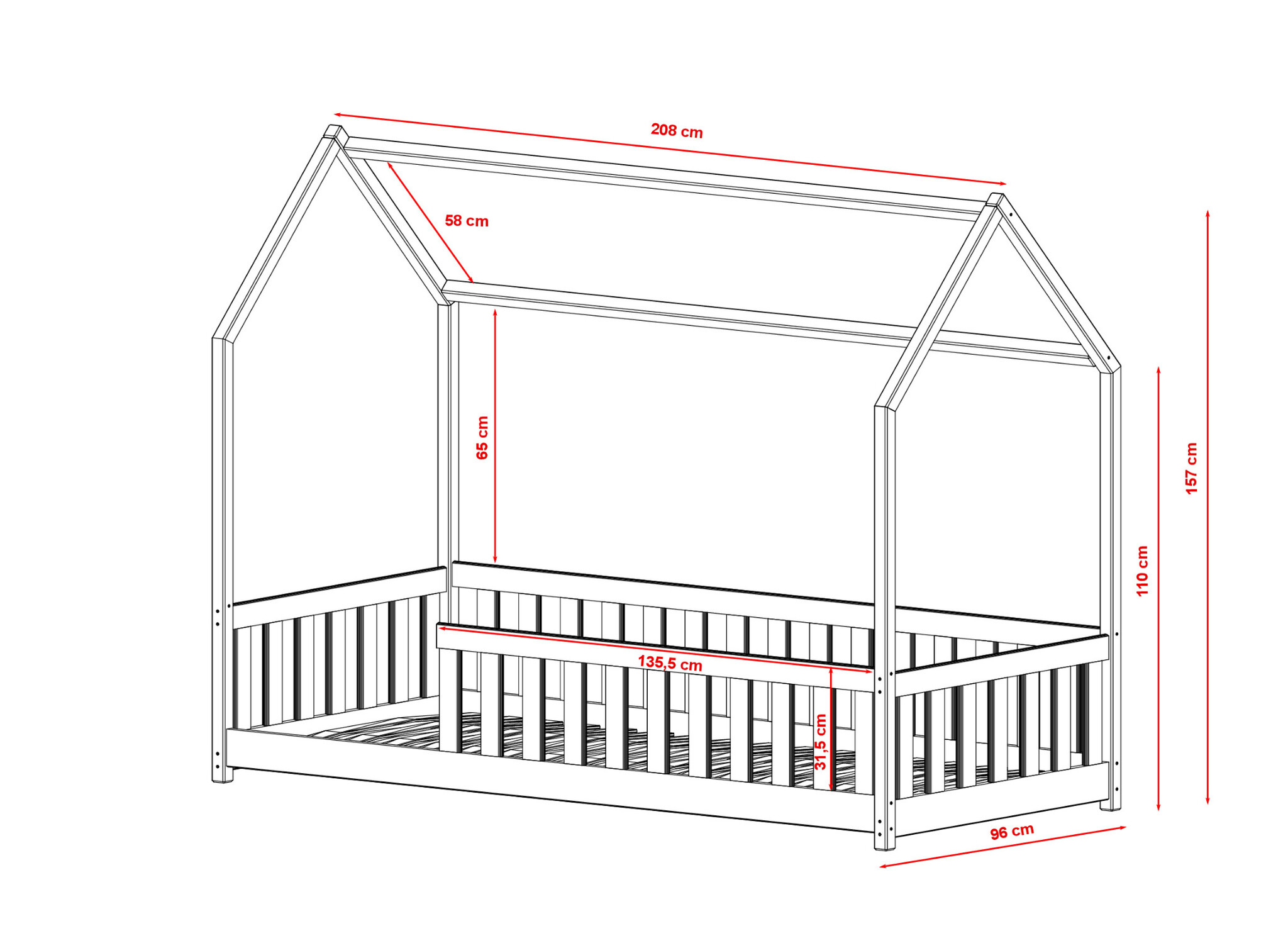 Hemelbed Nova - 90 x 200 - Kinderbed - Direct Leverbaar!