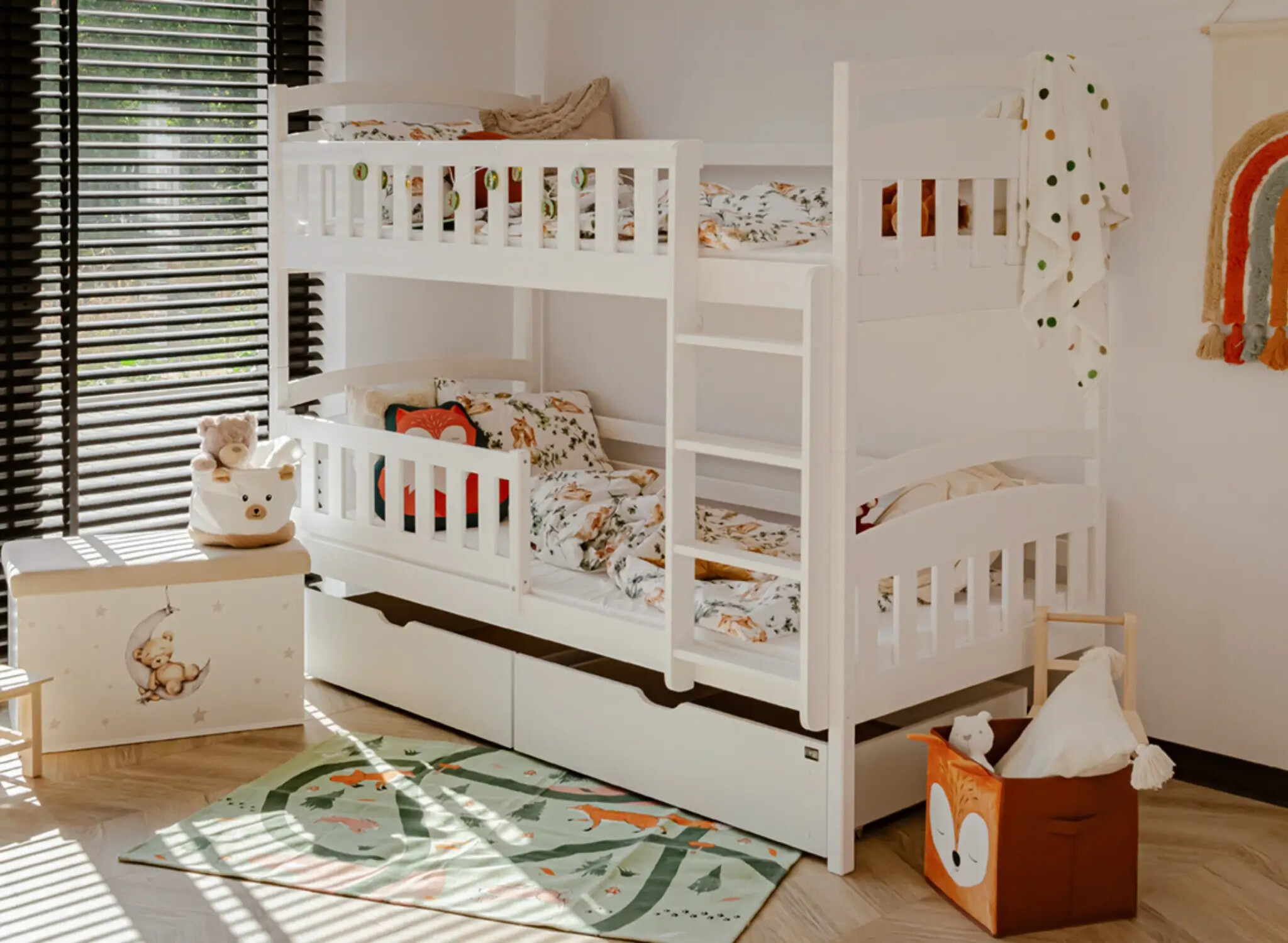 Stapelbed 2 persoons met lade Ilias - 90 x 200 - Kinderbed - Direct Leverbaar!