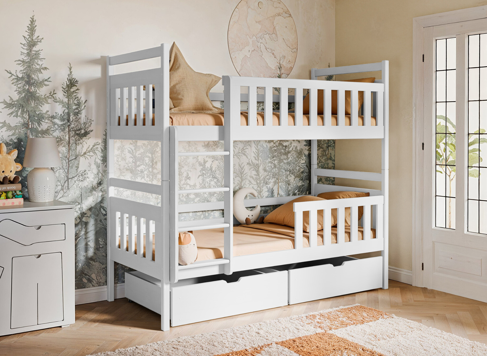 Stapelbed 2 persoons met lade Mira - 90 x 200 - Kinderbed - Direct Leverbaar!