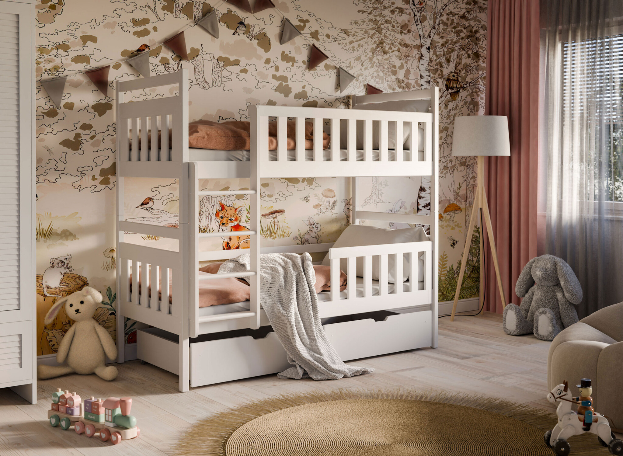Stapelbed 2 persoons met lade Mira - 90 x 200 - Kinderbed - Direct Leverbaar!