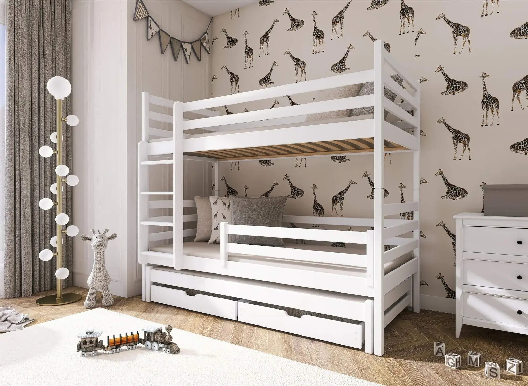 Stapelbed 3 persoons met lade Luuk - 90 x 200 - Kinderbed - Direct Leverbaar!