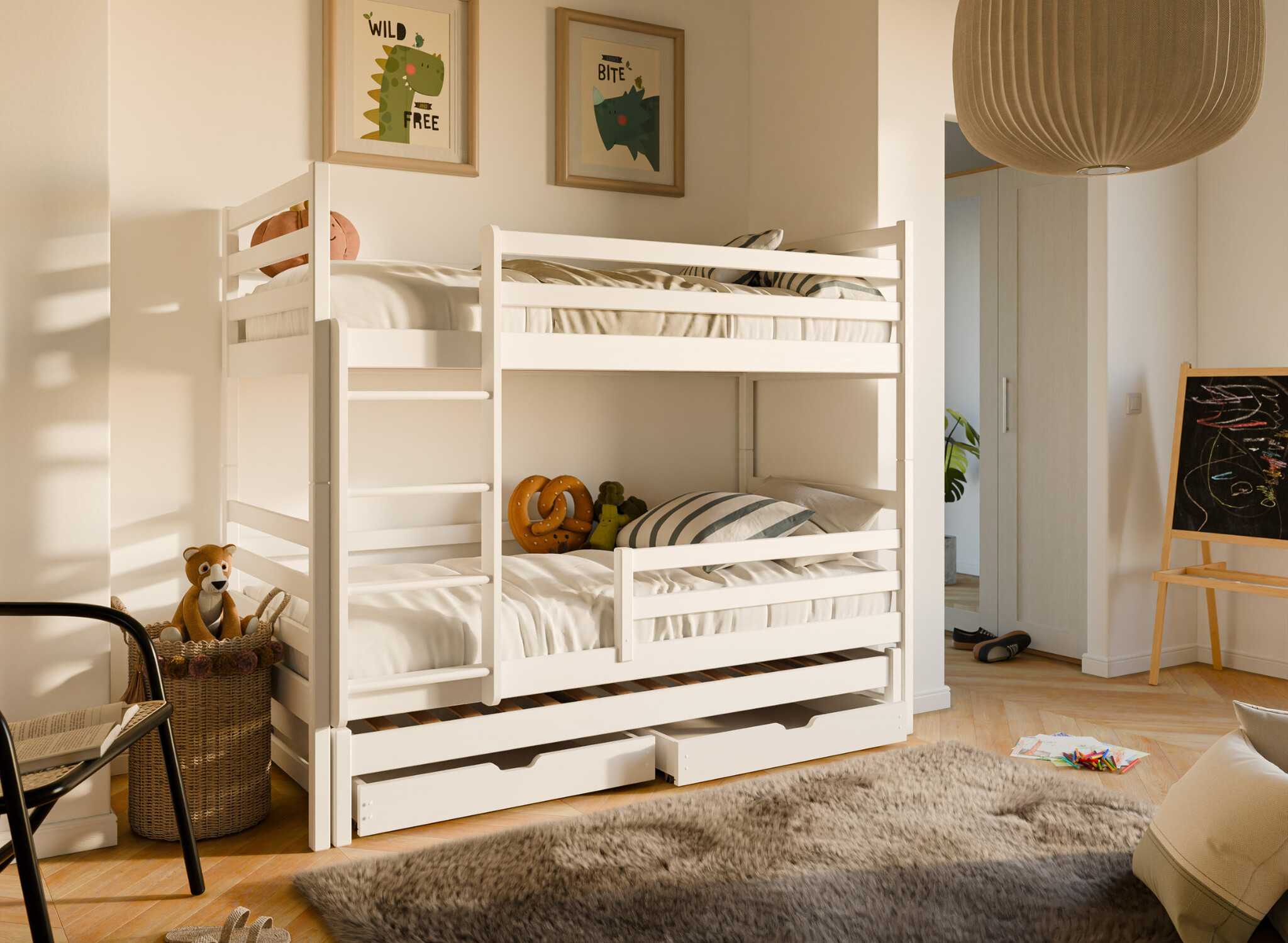Stapelbed 3 persoons met lade Luuk - 90 x 200 - Kinderbed - Direct Leverbaar!