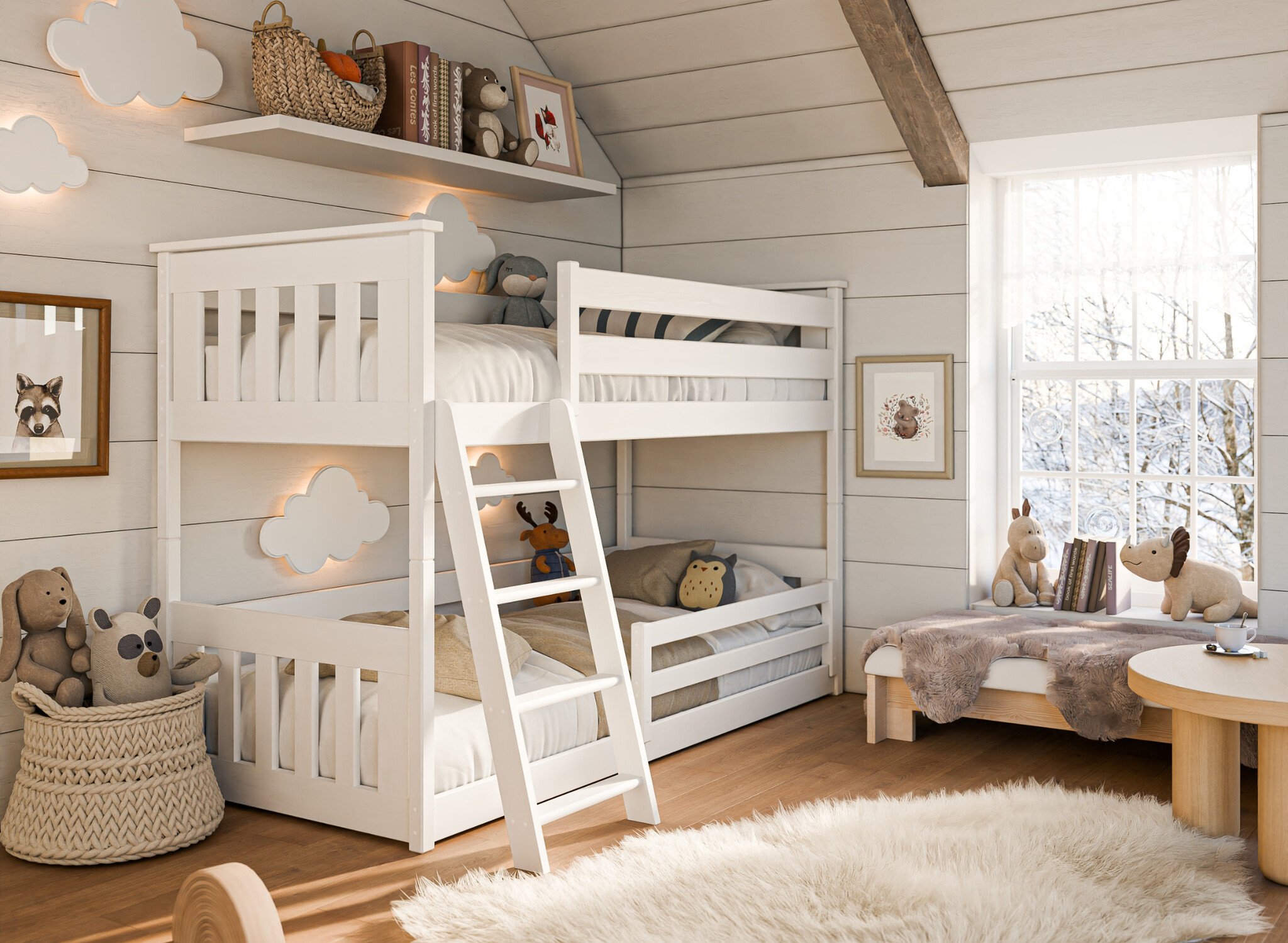 Stapelbed 2 persoons met Ladder Kas - 90 x 200 - Kinderbed - Direct Leverbaar!