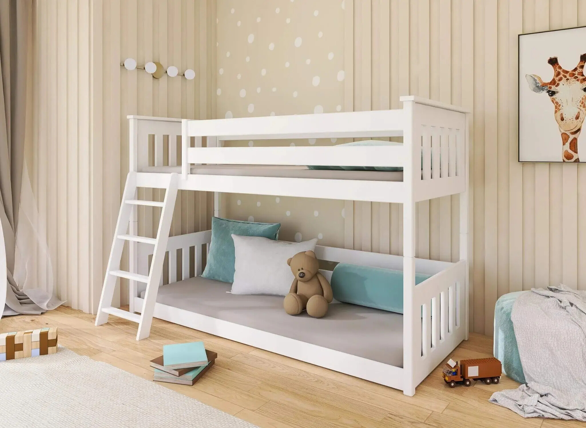 Stapelbed 2 persoons met Ladder Kas - 90 x 200 - Kinderbed - Direct Leverbaar!