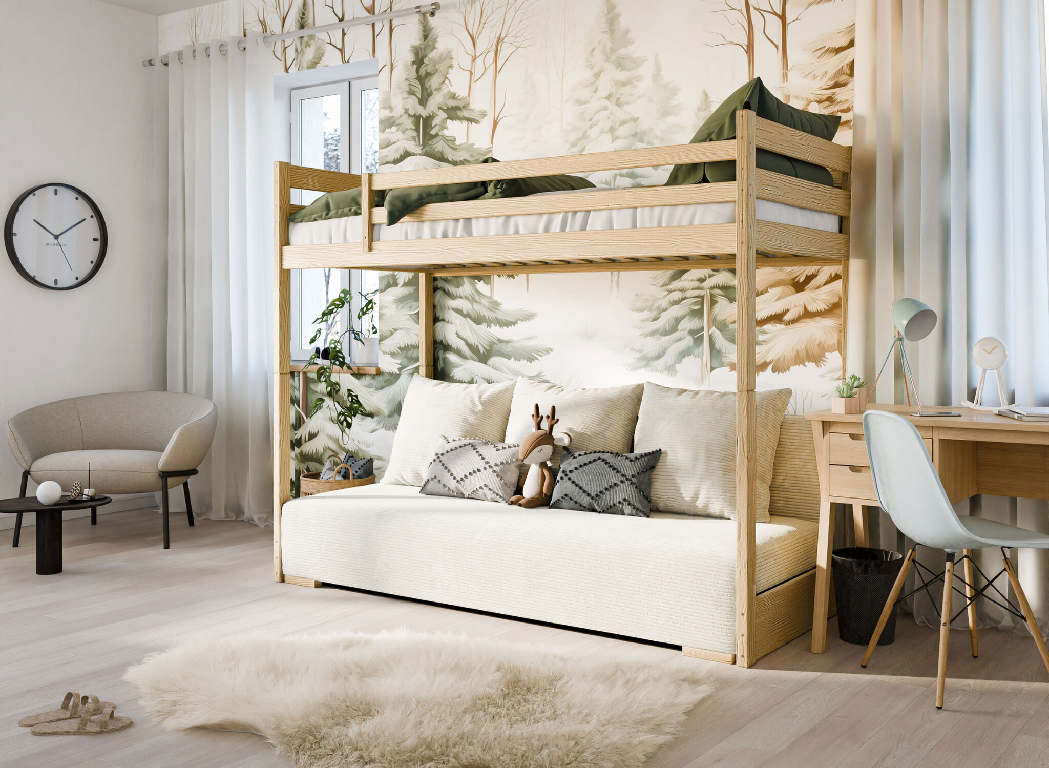 Hoogslaper met bedbank Sophie - 90 x 200 - Kinderbed - Direct Leverbaar!