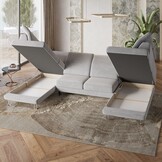 Slaapbank Lex met opbergruimte en verstelbare hoofdsteunen | U-bank