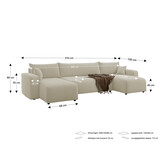 Slaapbank Pim - Teddy stof - U-bank 4-zits met opbergruimte - Universeel