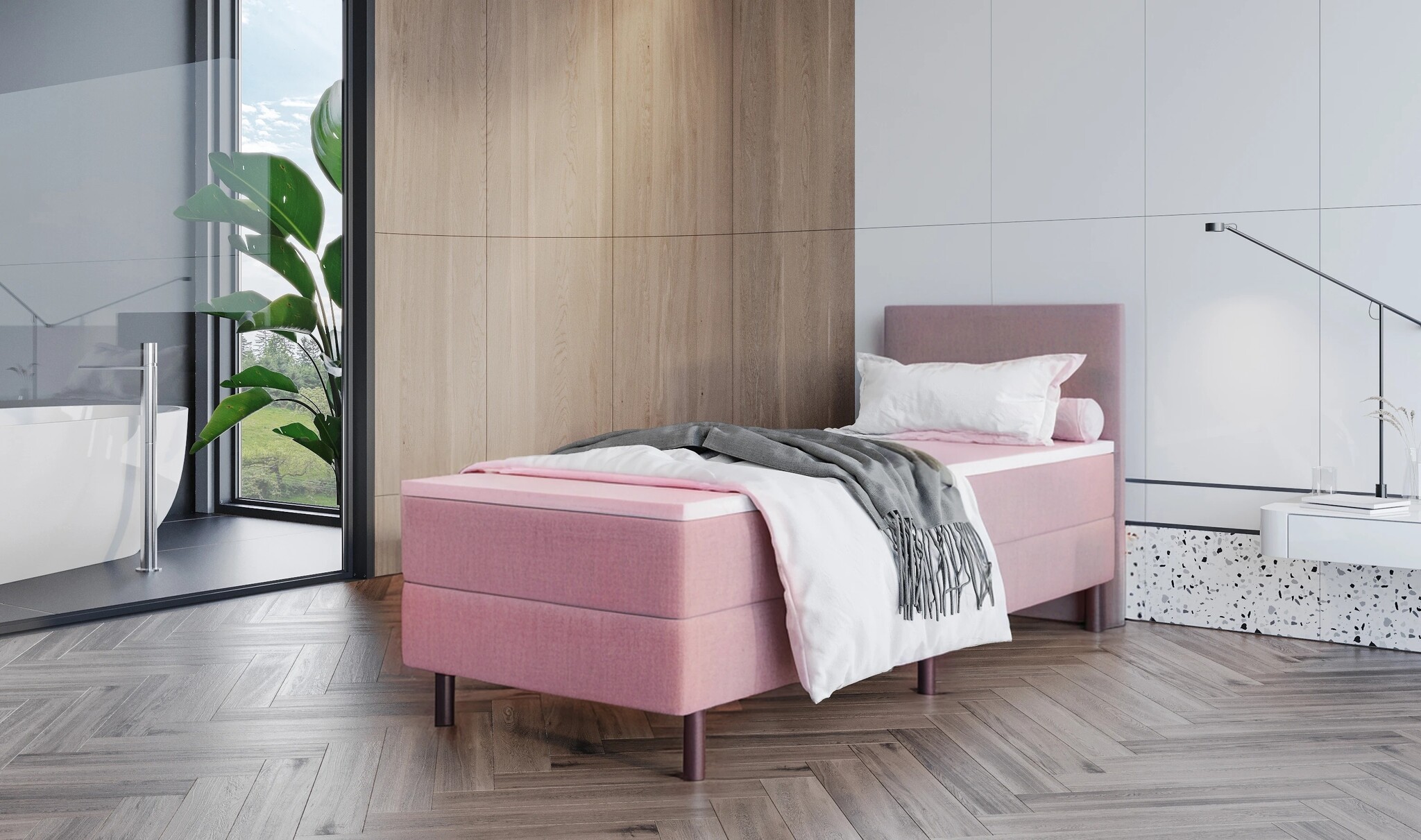 OP=OP Boxspring Basic 90 x 200 Roze