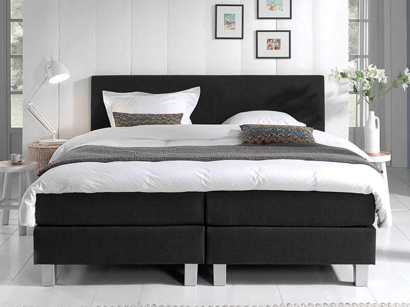 OP=OP Boxspring Basic 180 x 200 Skai Zwart incl. Pocketboxen XL