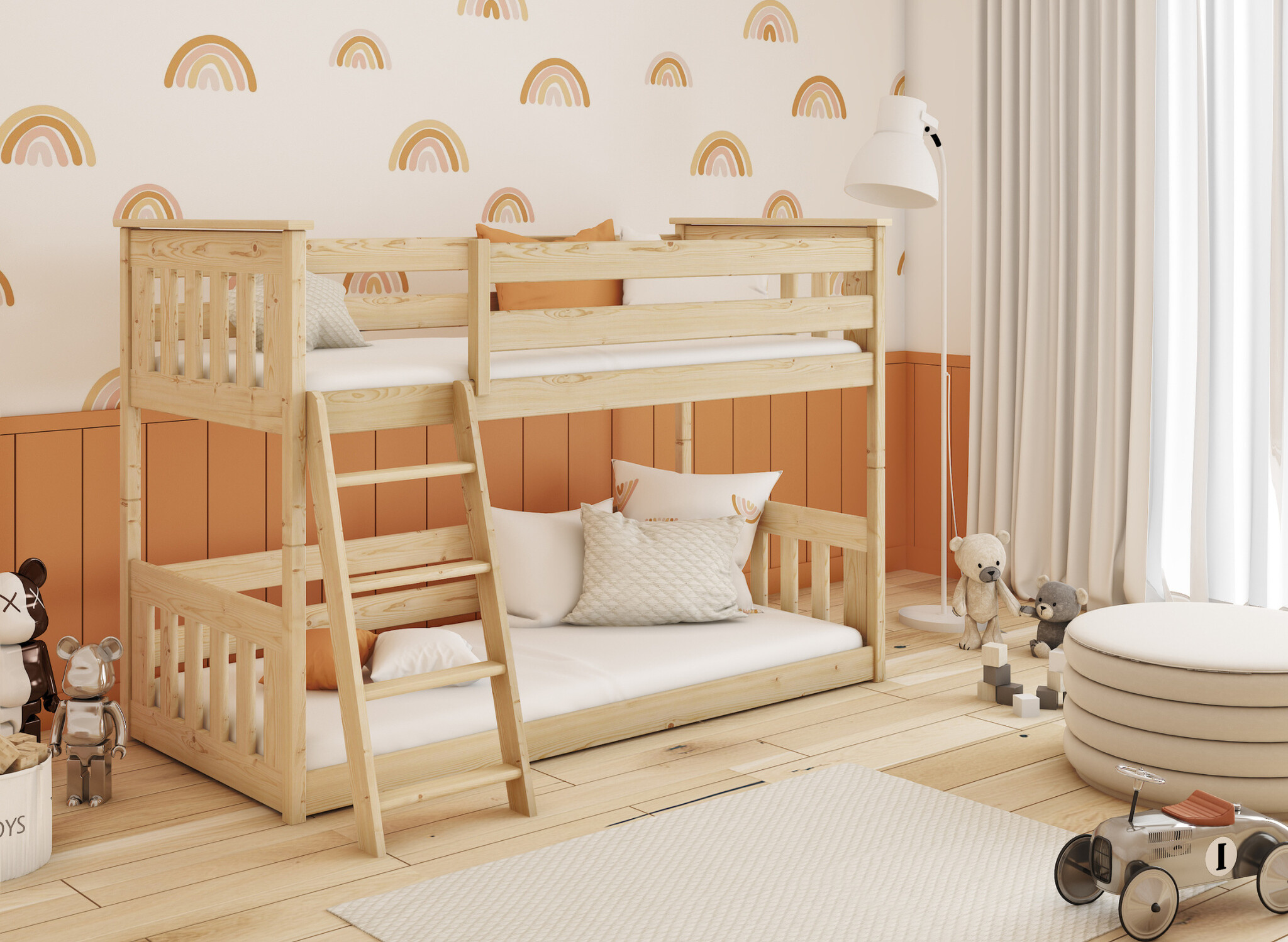 Stapelbed 2 persoons met Ladder Kas - 90 x 200 - Kinderbed - Direct Leverbaar!