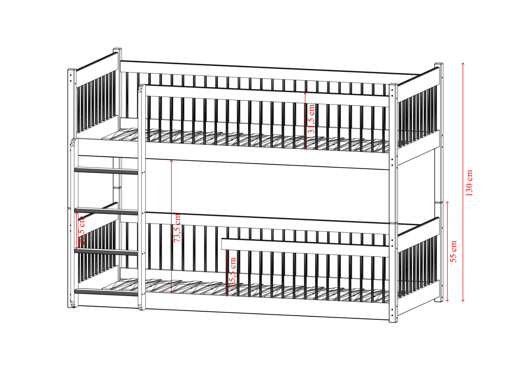 Stapelbed Bram - 2-persoons - Kinderbed - Leverbaar in 10 kleuren!