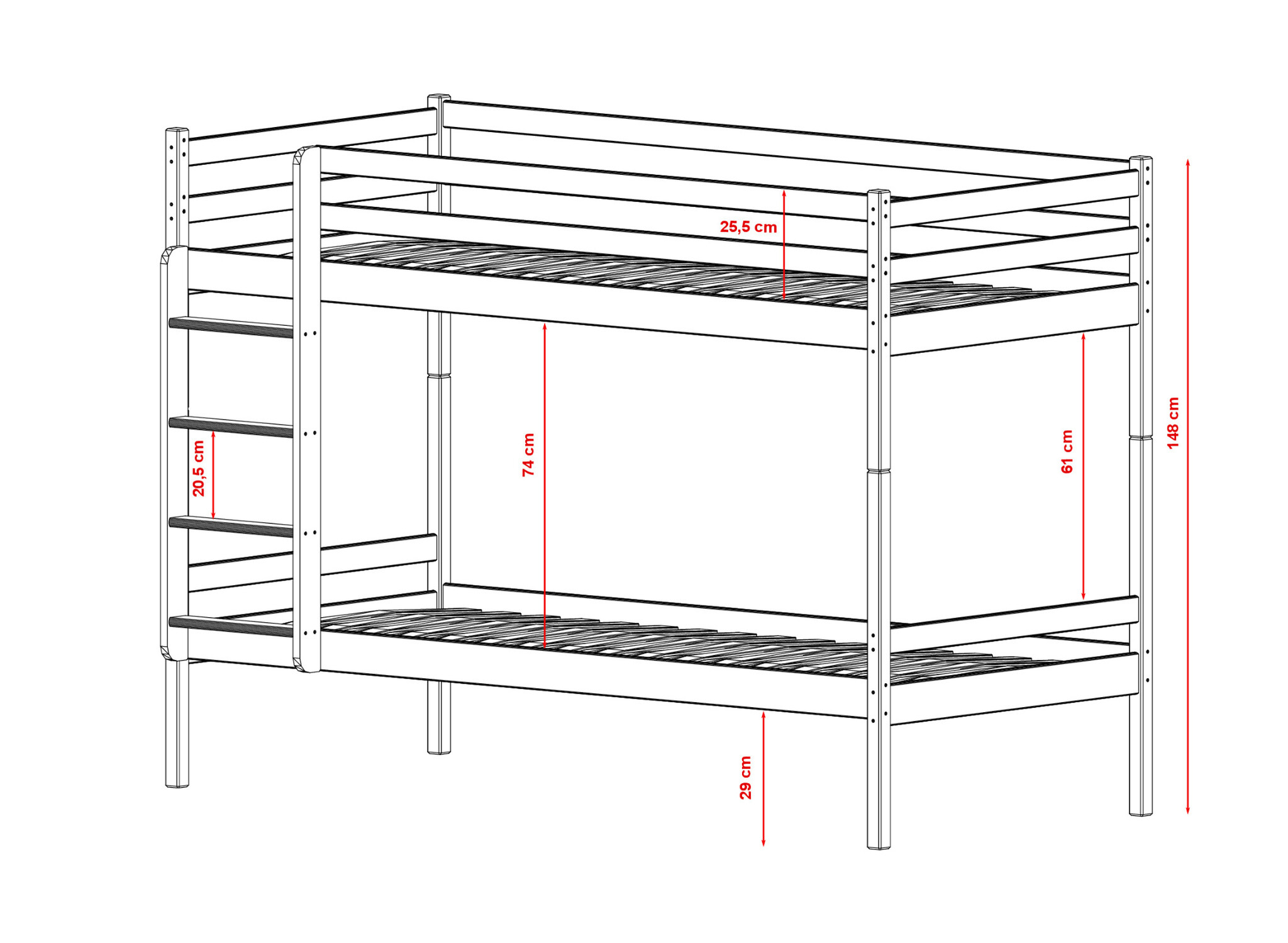 Stapelbed 2 persoons Niek - Kinderbed - Direct Leverbaar!