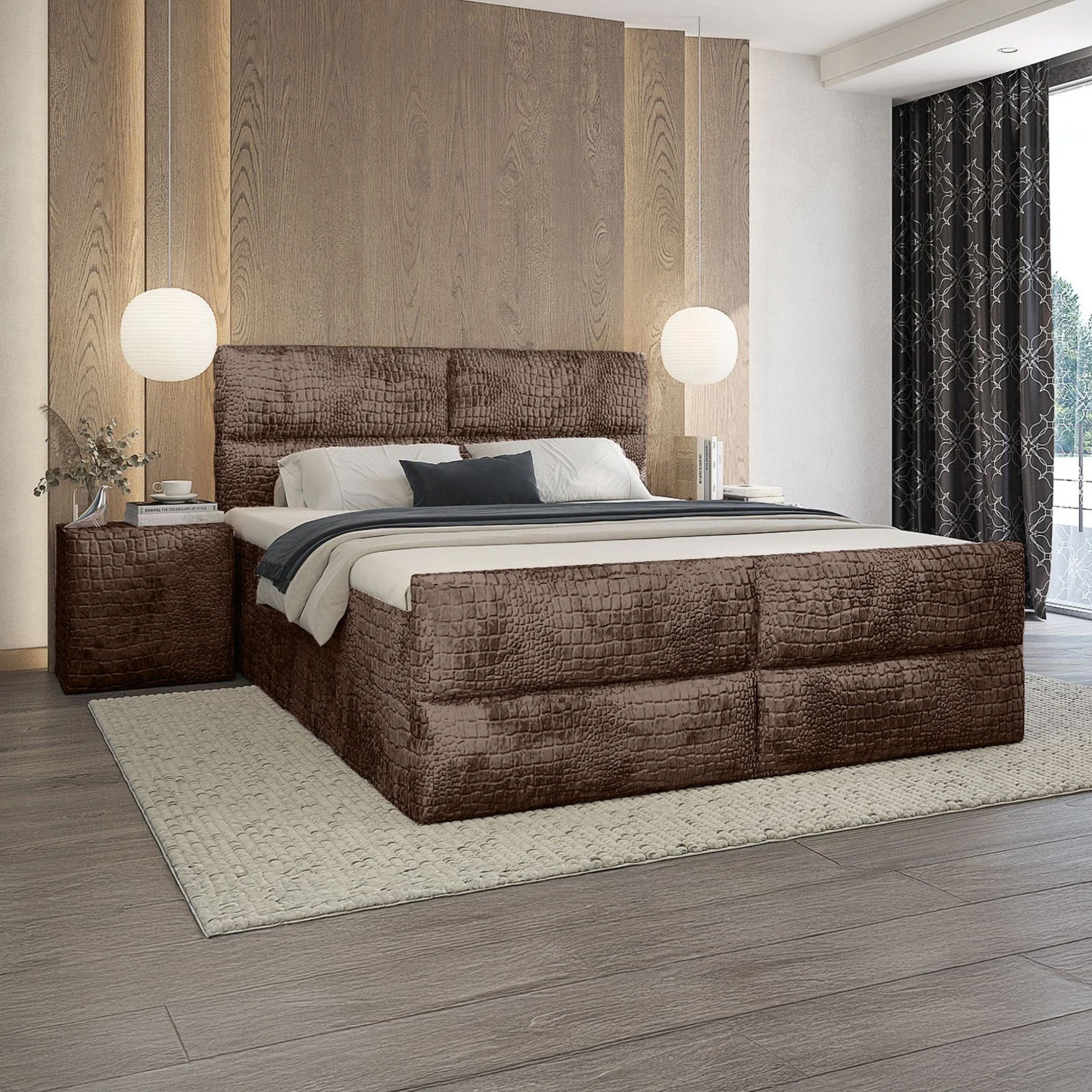 Vaste Boxspring Velvet Croco - Incl. GRATIS voetbord!