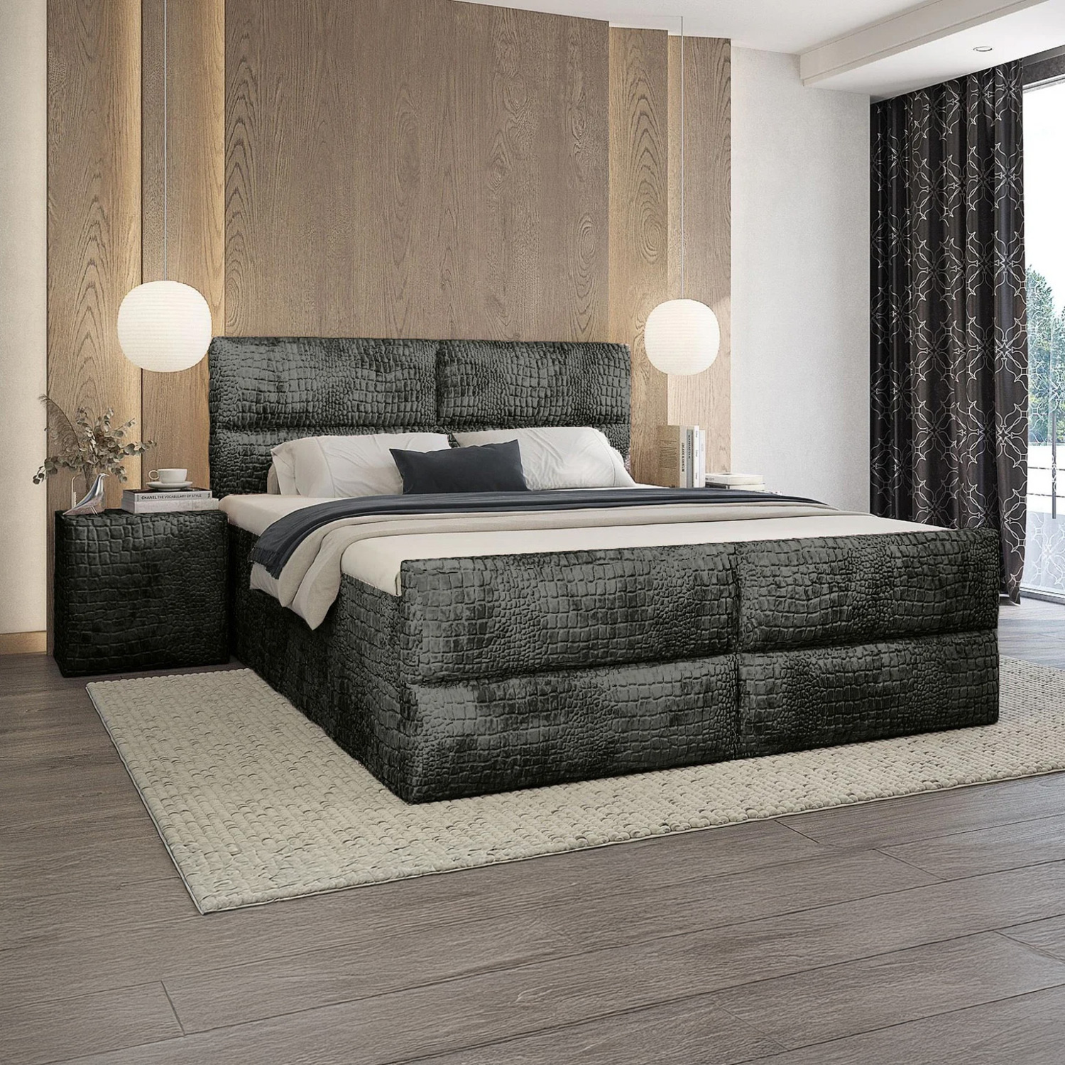 Vaste Boxspring Velvet Croco - Incl. GRATIS voetbord!