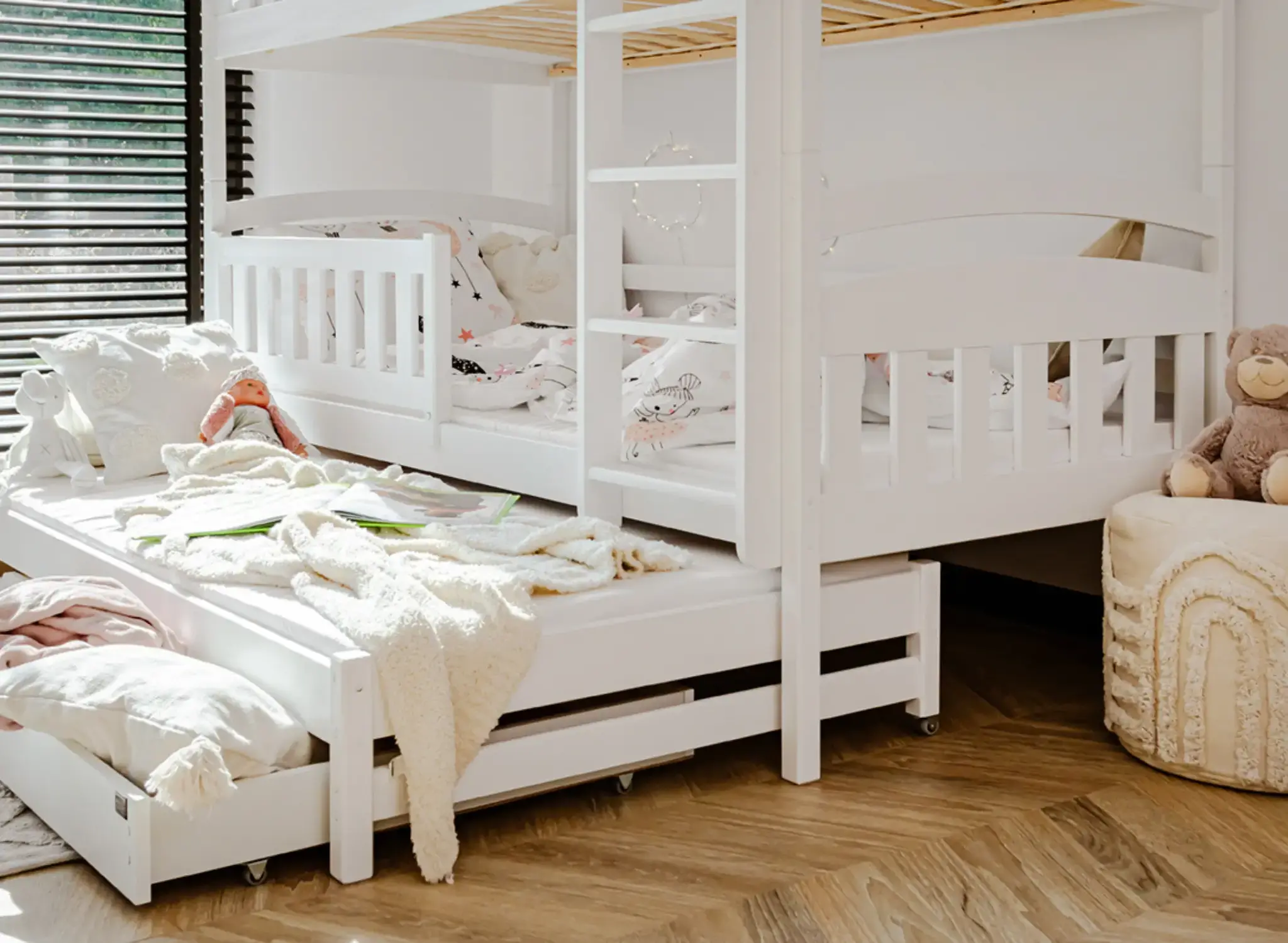 Stapelbed met Lade Bas - 3-persoons - 90 x 200 - Kinderbed - Direct Leverbaar!