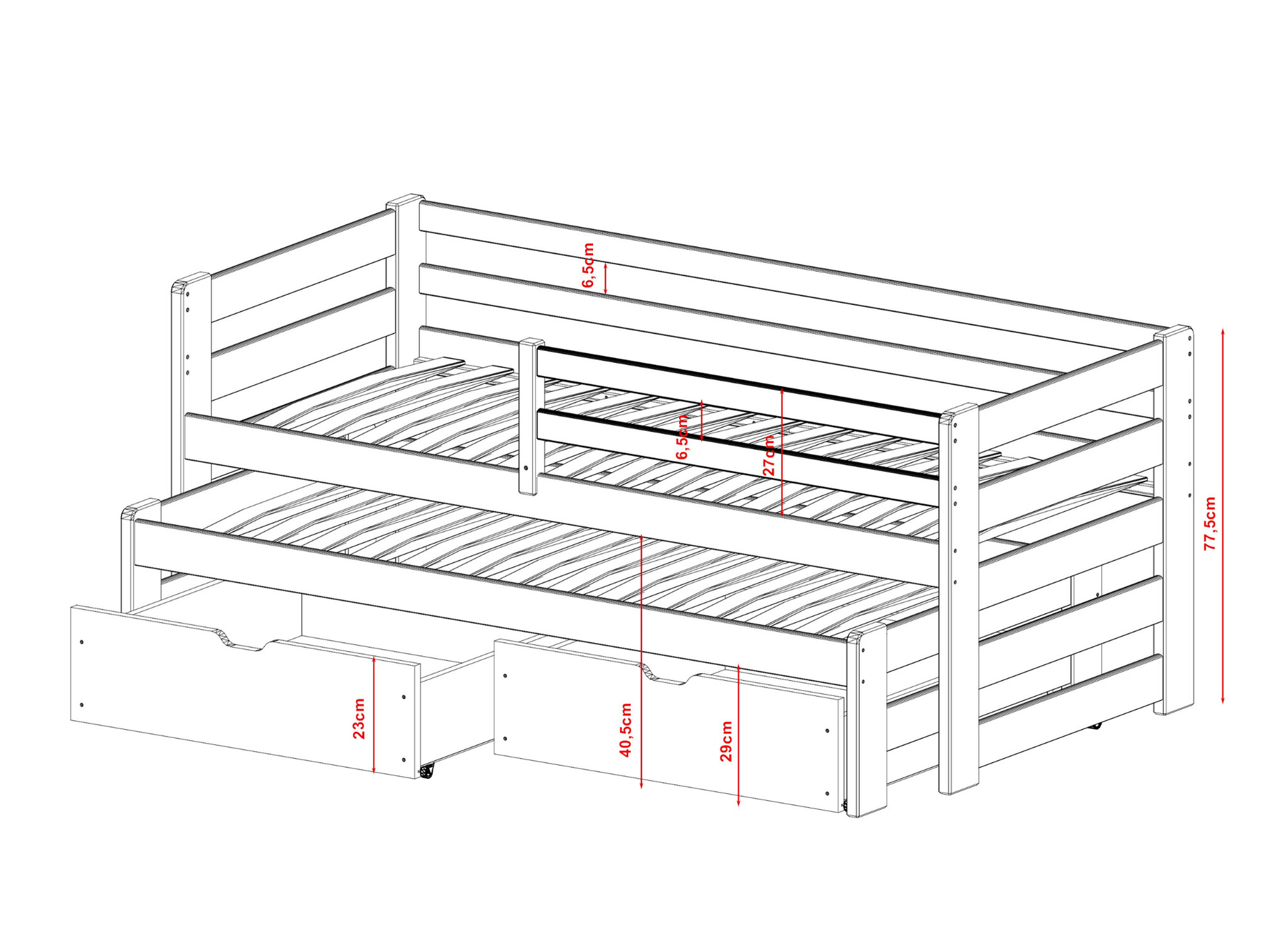 Halfhoogslaper met Lade Simon - 2-persoons - 90 x 200 - Direct Leverbaar!