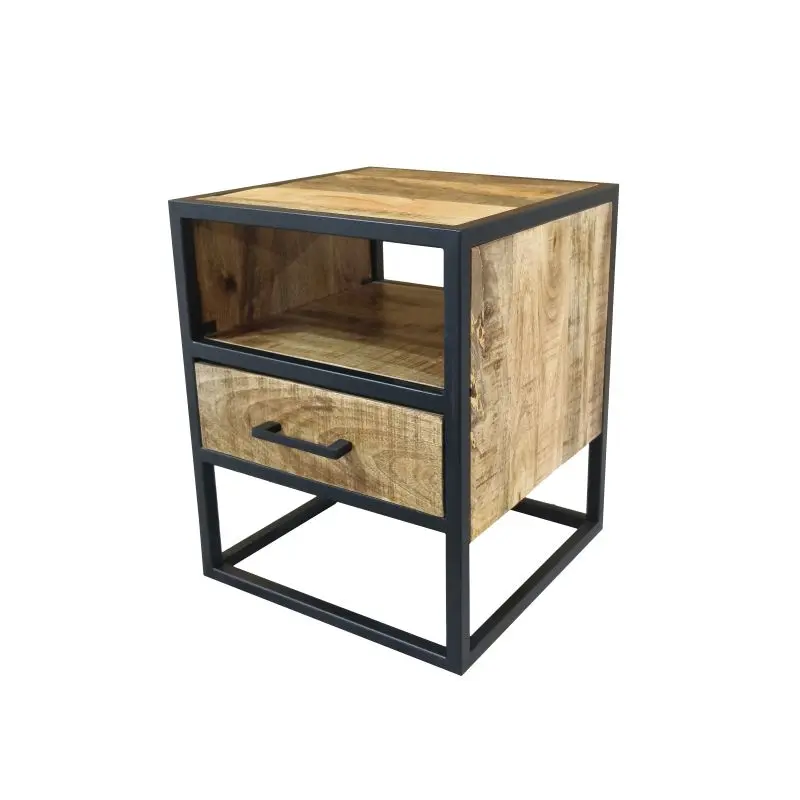 Nachtkastje met Lade Mick - 1 Open Vak - Mangohout