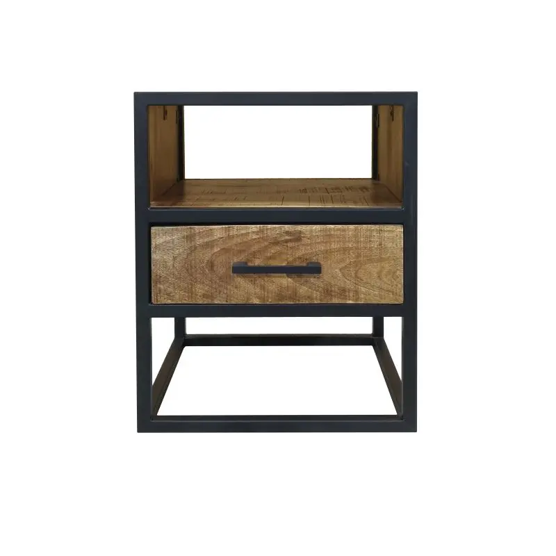 Nachtkastje met Lade Mick - 1 Open Vak - Mangohout