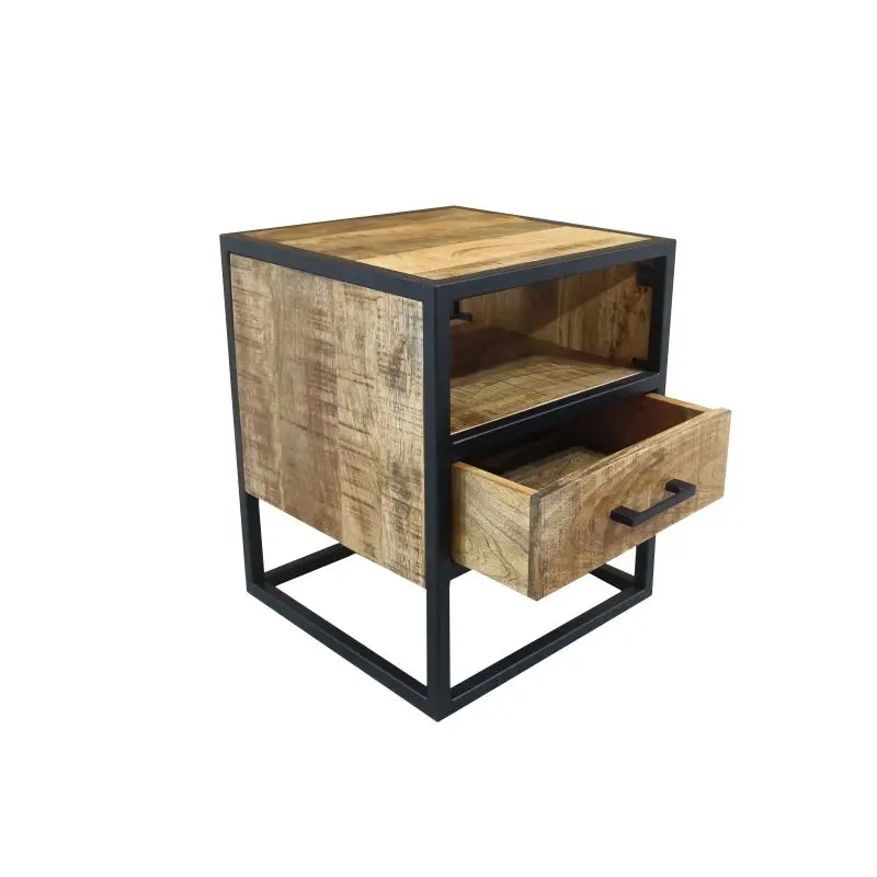 Nachtkastje met Lade Mick - 1 Open Vak - Mangohout