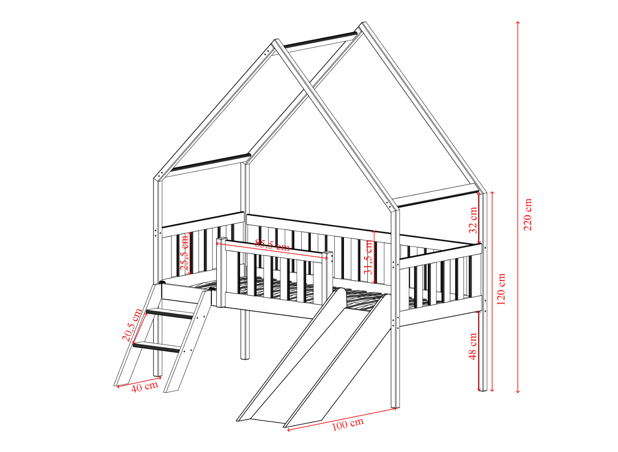 Halfhoogslaper met Glijbaan Abe - Leverbaar in 10 Kleuren!