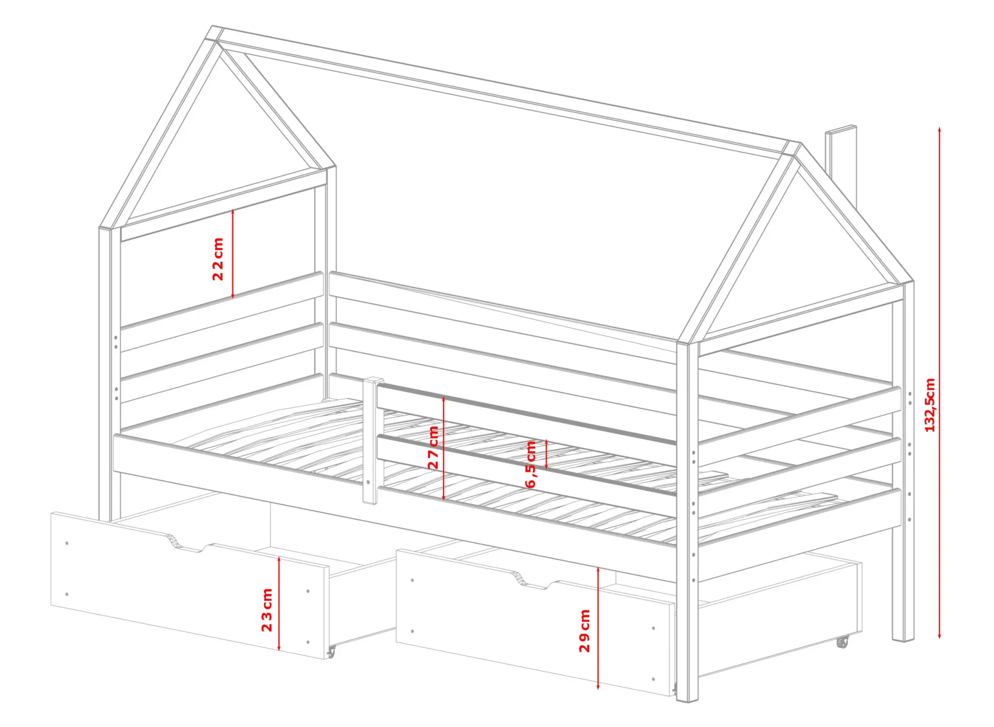 Huisbed met Lades Aaron - Leverbaar in 6 kleuren!
