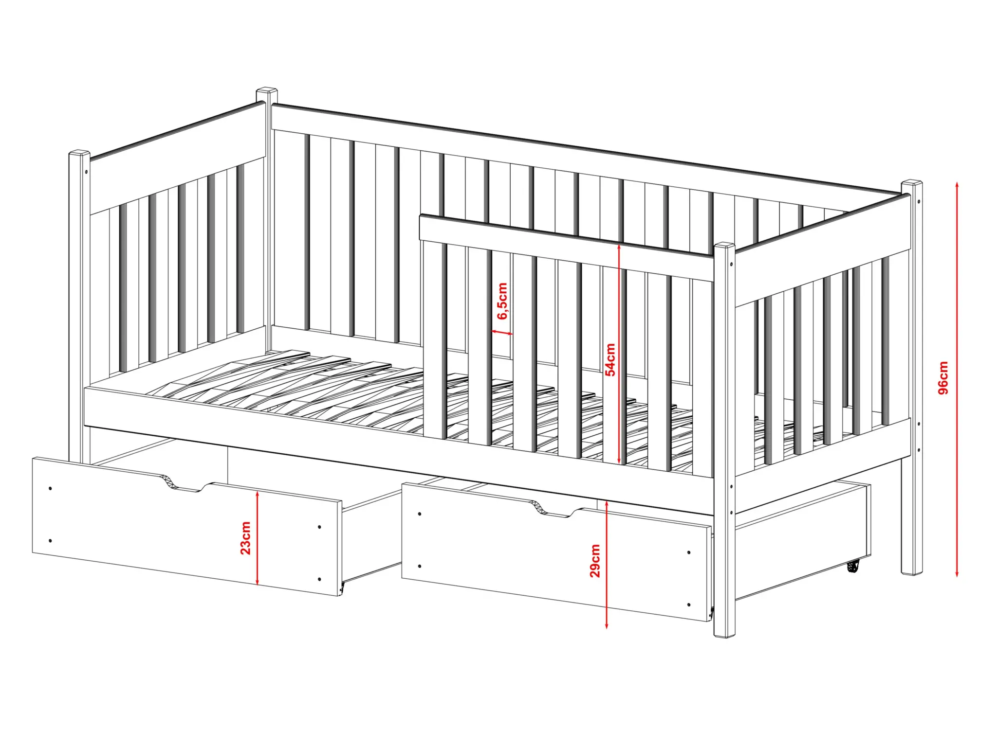 Kinderbed met Lades Abel - Leverbaar in 6 kleuren!