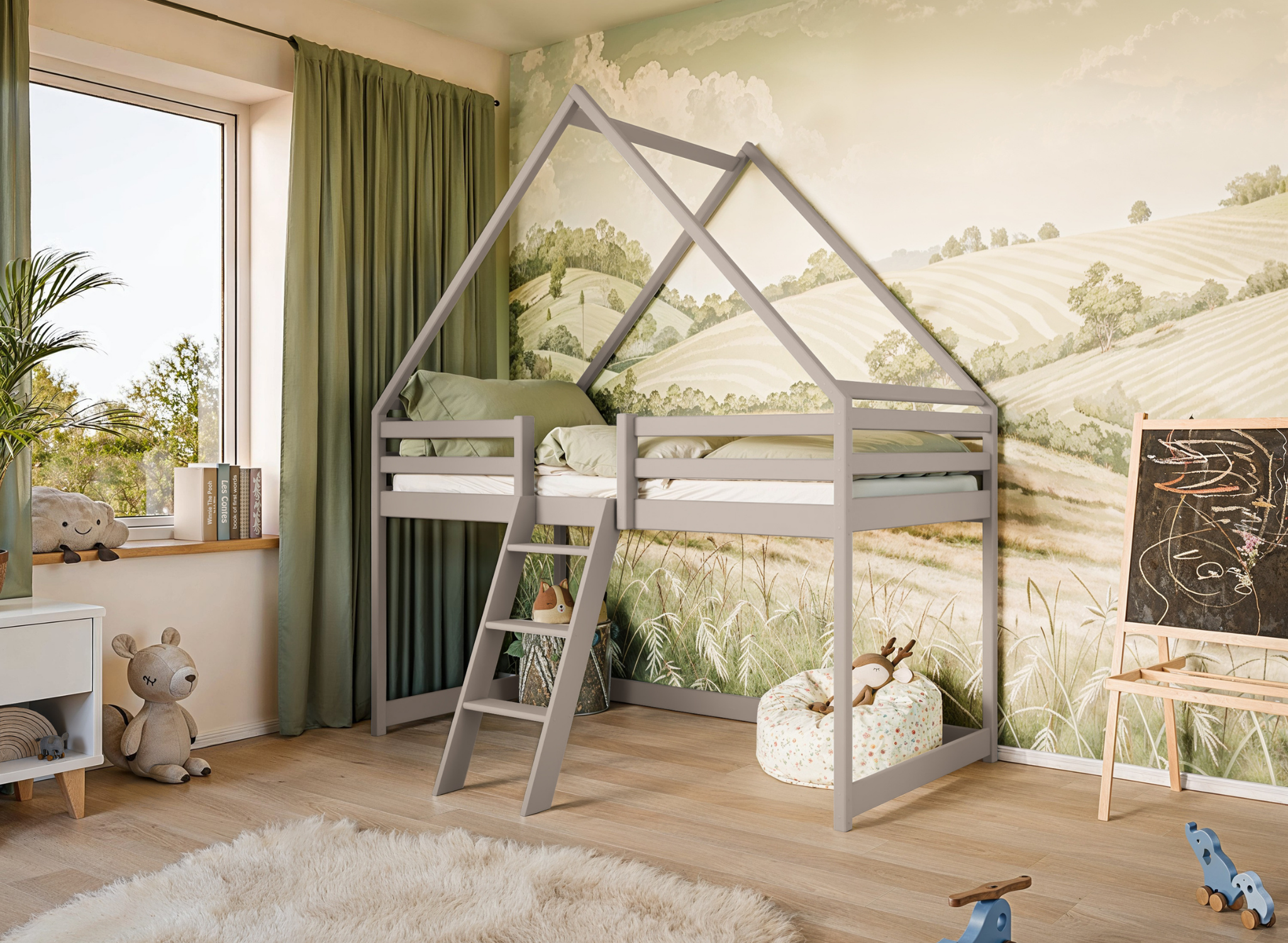 Hoogslaper met Dakje Moos - Kinderbed - Leverbaar in 6 kleuren!