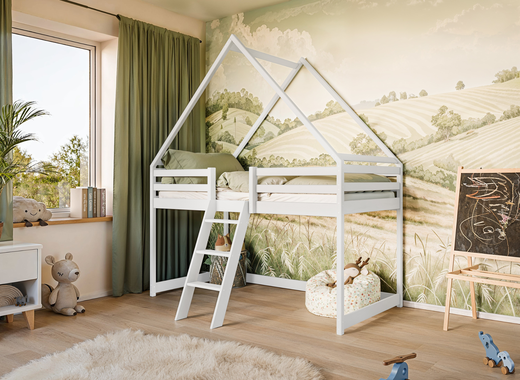 Hoogslaper met Dakje Moos - Kinderbed - Leverbaar in 6 kleuren!