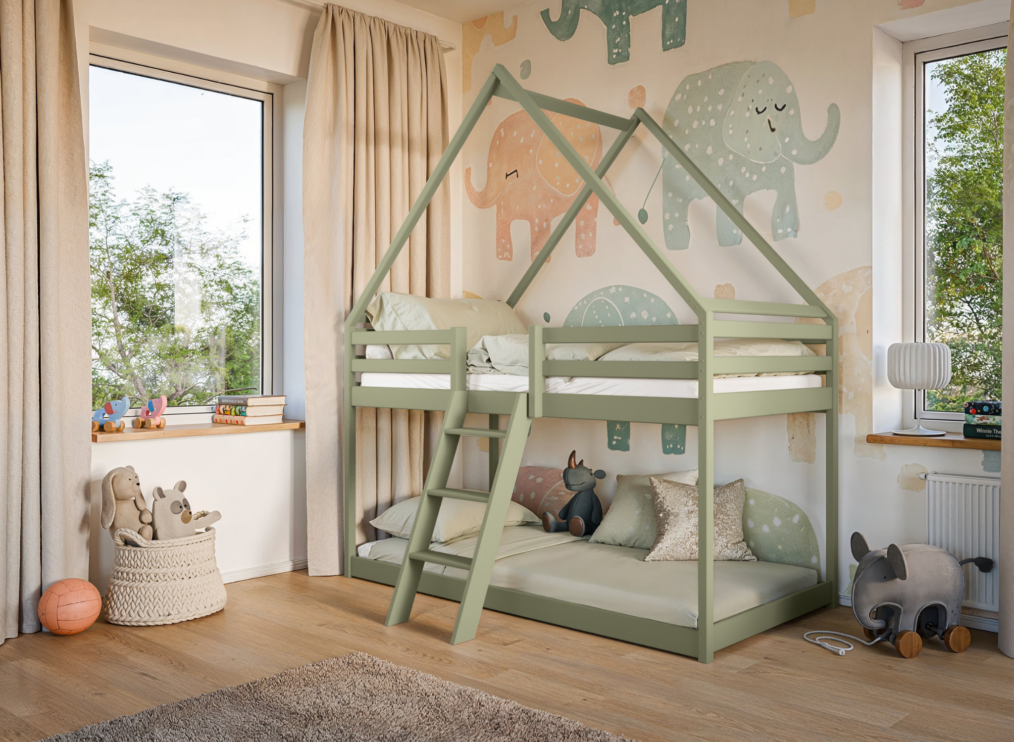 Stapelbed met Dakje Sven - Kinderbed - Leverbaar in 10 kleuren!