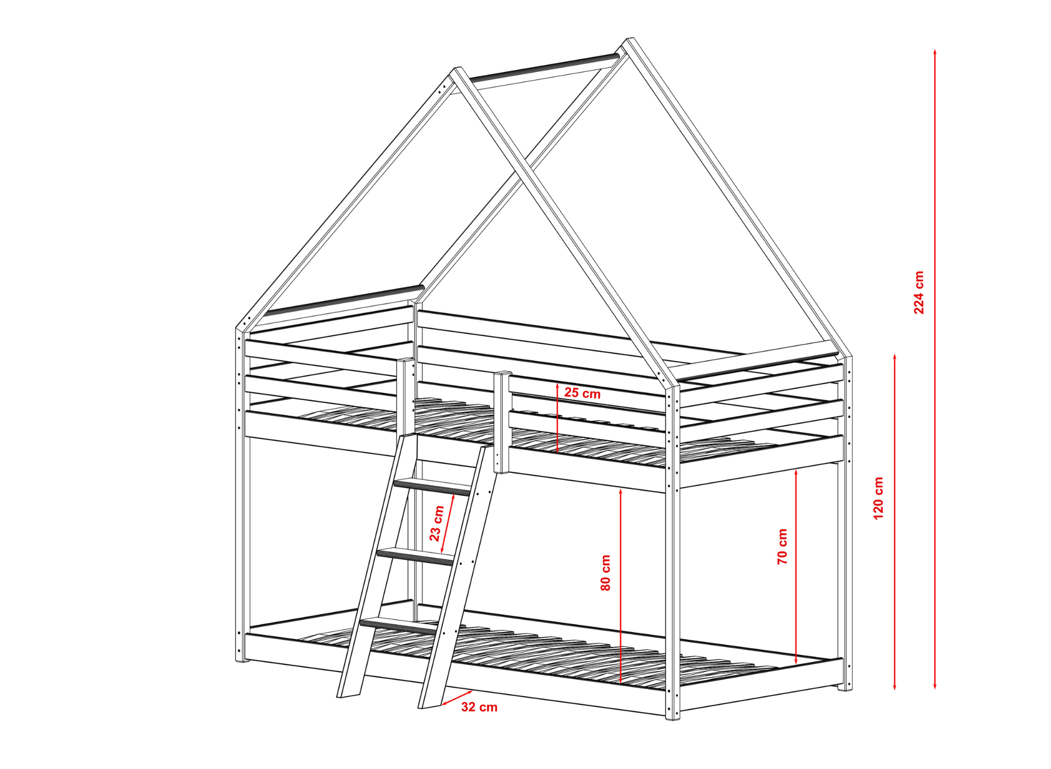 Stapelbed met Dakje Sven - Kinderbed - Leverbaar in 10 kleuren!