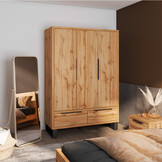 Kledingkast Halmstad - 3-Deurs met 2 Lades - Eiken
