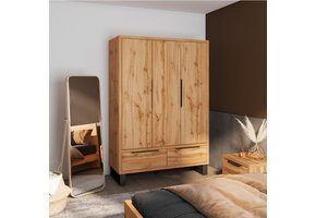 Kledingkast Halmstad - 3-Deurs met 2 Lades - Wotan Eiken