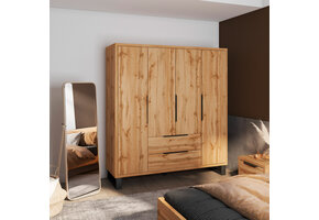 Kledingkast Halmstad - 4-Deurs met 2 Lades - Wotan Eiken