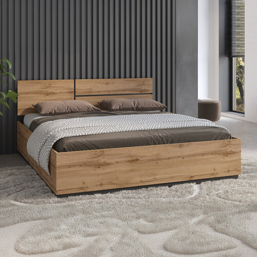 Houten Bed met Opbergruimte Crotone - Eiken